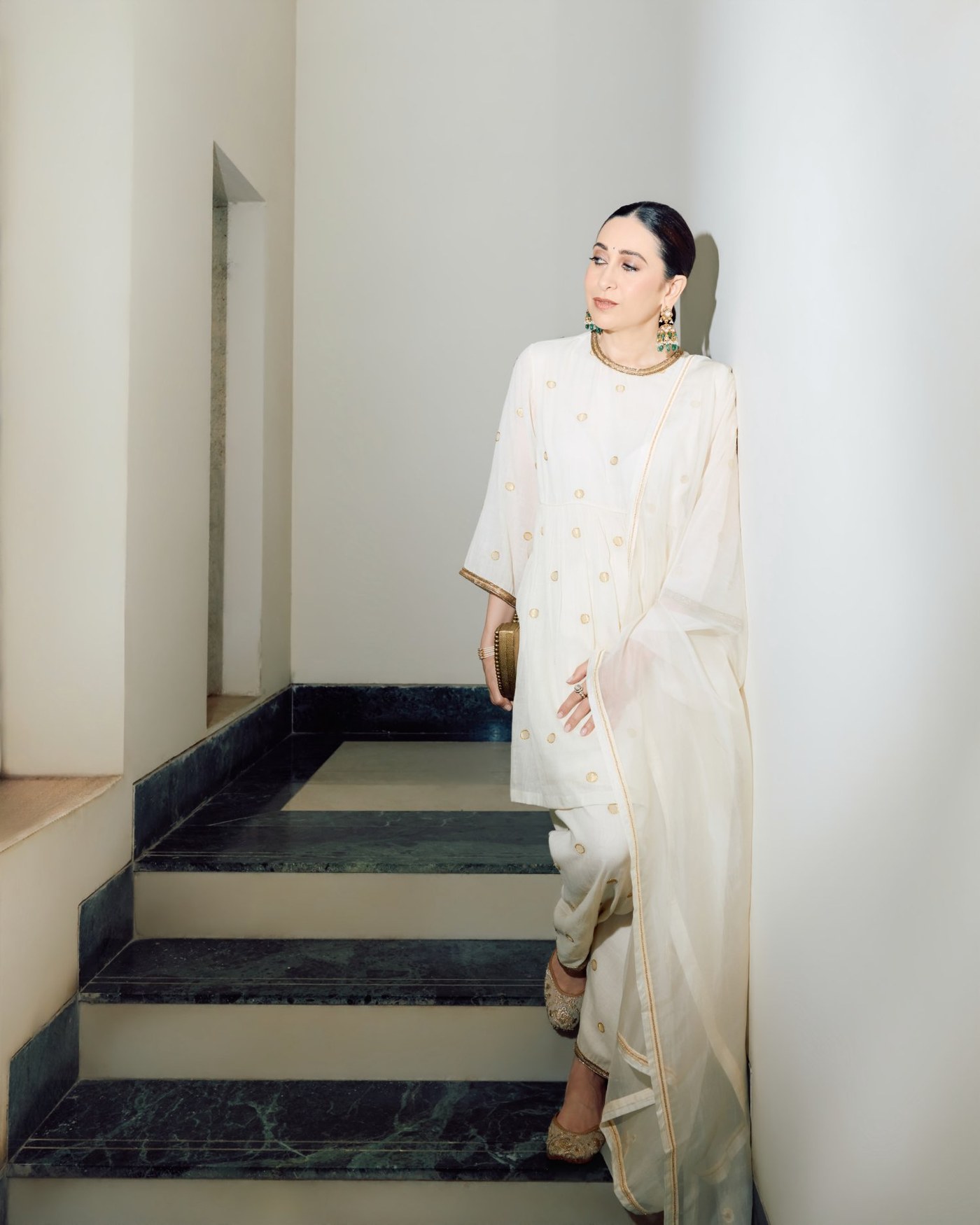 Karisma Kapoor Masters Effortless Grace in Regal Cream Anarkali Look