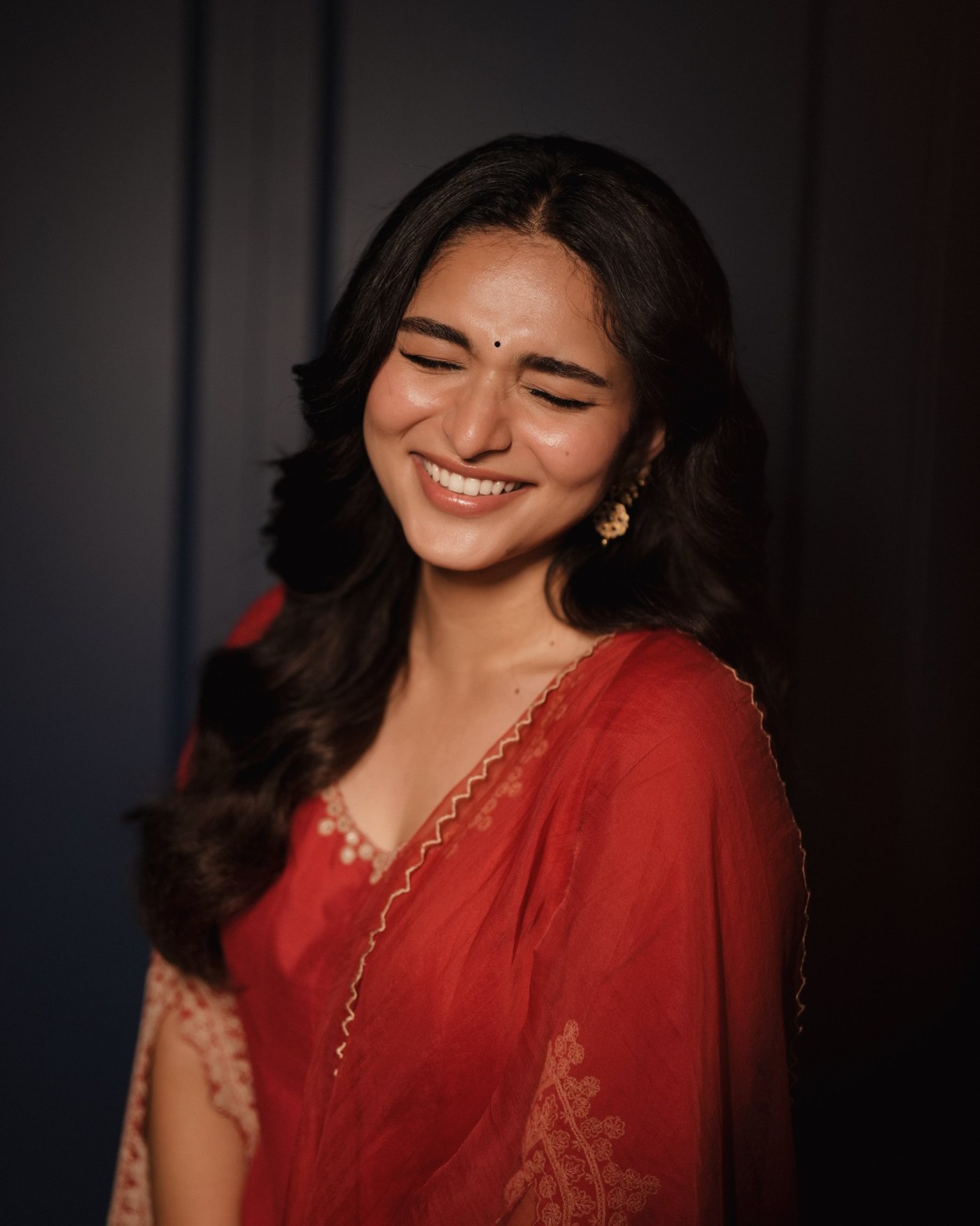 Kayadu Lohar Masters Contemporary Ethnic Style in Deep Red Tones