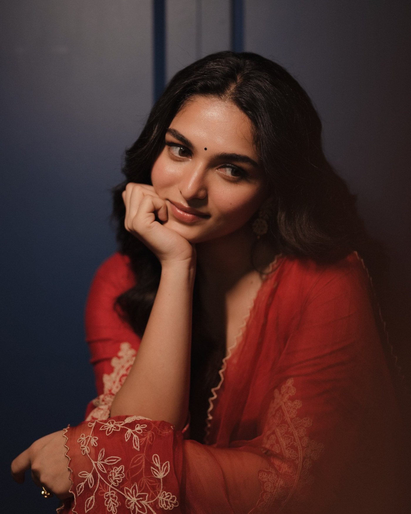 Kayadu Lohar Masters Contemporary Ethnic Style in Deep Red Tones