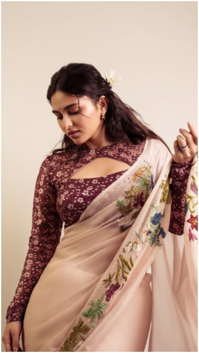 Kayadu Lohar's Stunning Instagram Photos Princess Cut Blouse Look