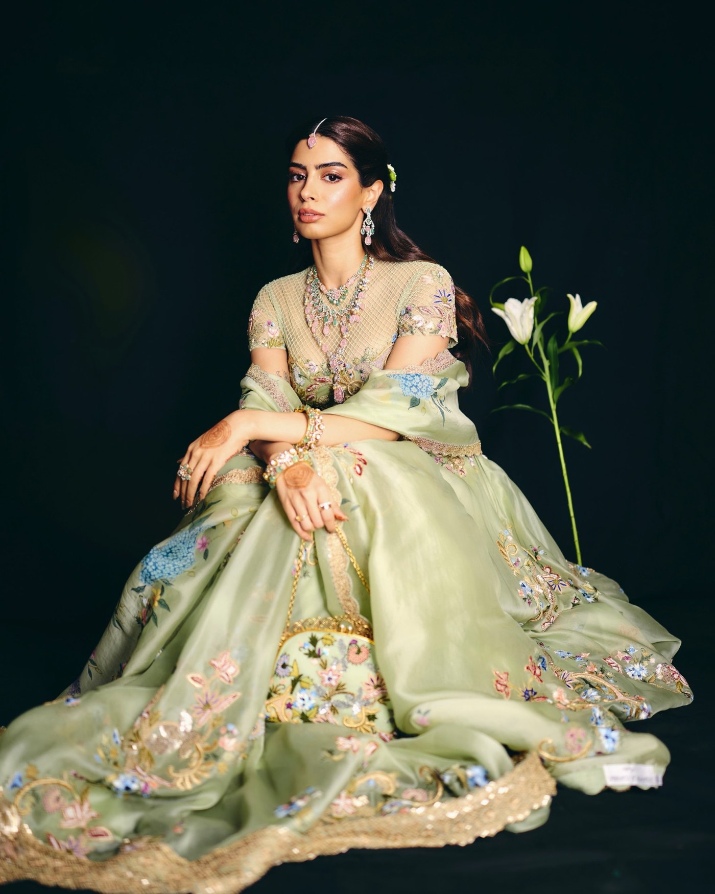 Khushi Kapoor Turns Heads in Dreamy Pastel Green Lehenga at Wedding!