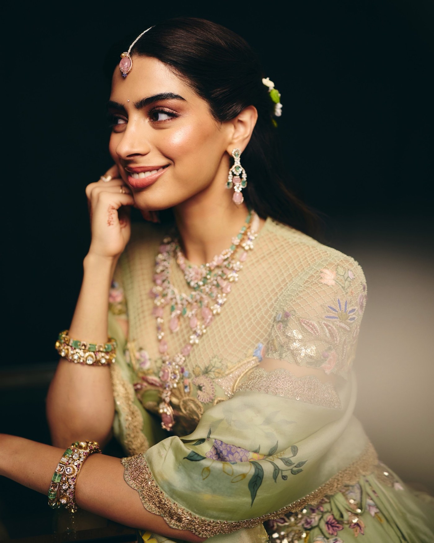 Khushi Kapoor Turns Heads in Dreamy Pastel Green Lehenga at Wedding!