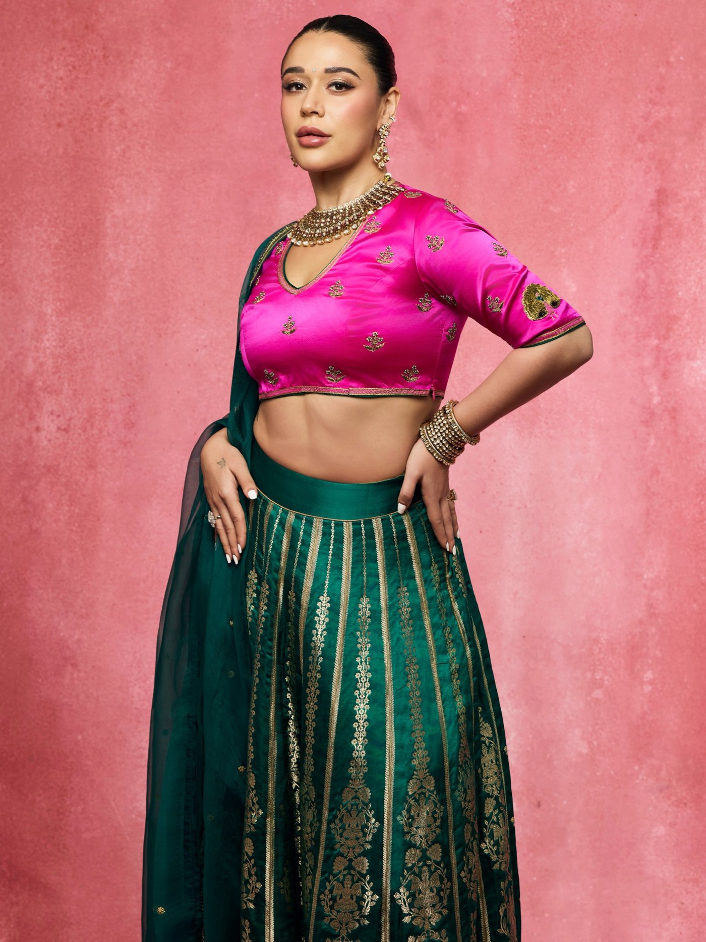 Fuchsia and Emerald: Krishna Shroff's Festive Color Study