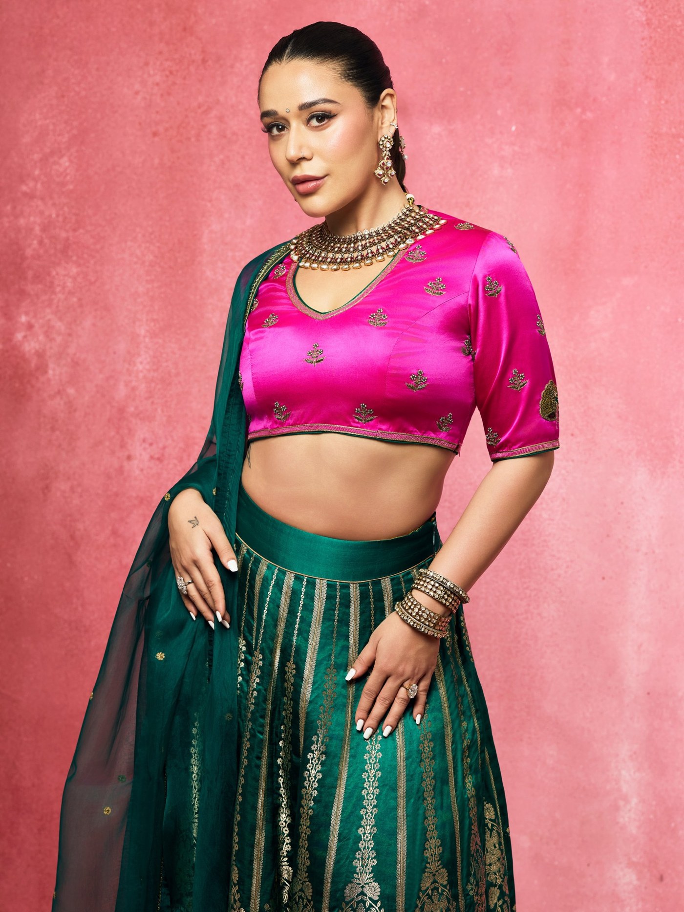 Fuchsia and Emerald: Krishna Shroff's Festive Color Study