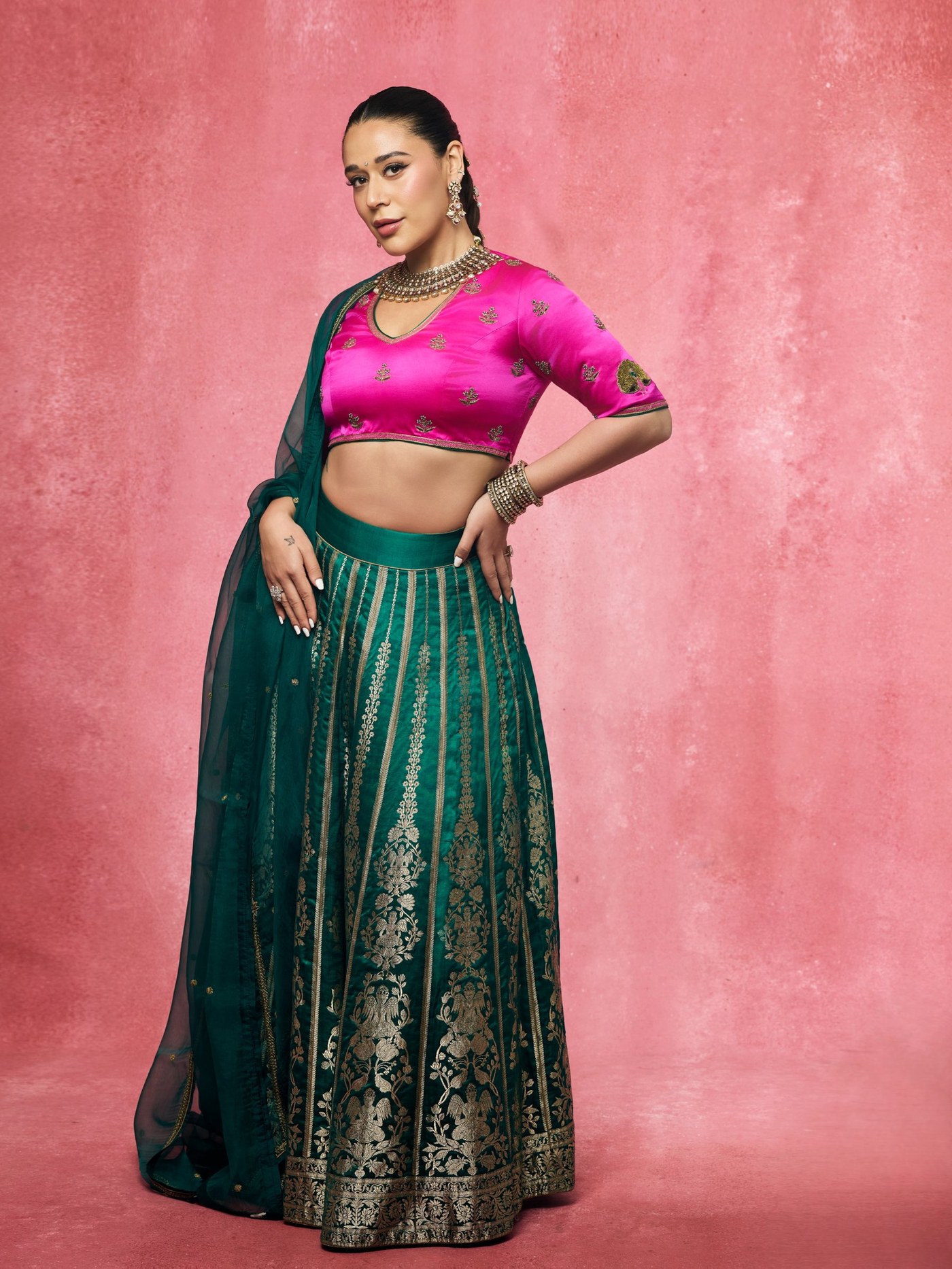 Fuchsia and Emerald: Krishna Shroff's Festive Color Study