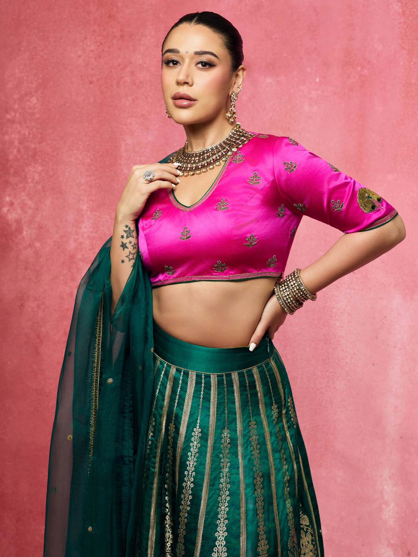 Fuchsia and Emerald: Krishna Shroff's Festive Color Study