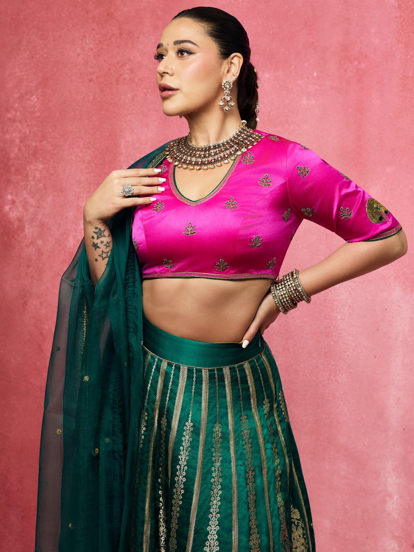 Fuchsia and Emerald: Krishna Shroff's Festive Color Study