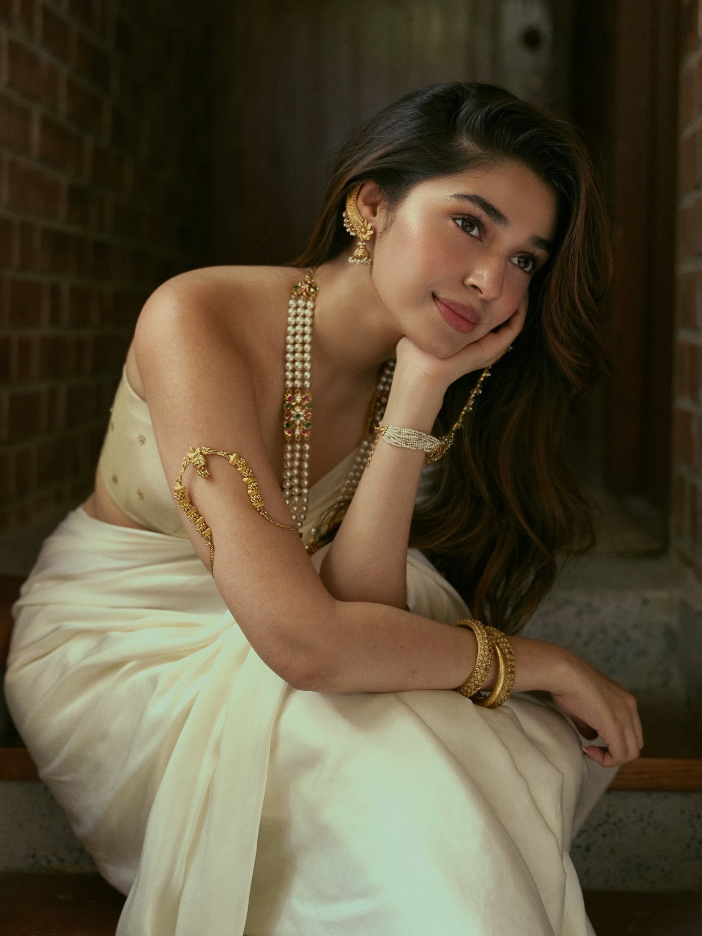 Krithi Shetty Masters the Art of Ethnic Chic in Cream and Gold