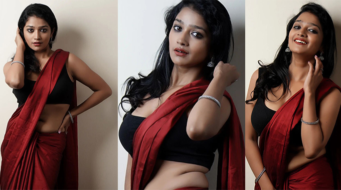 Lavanya Manickam Stunning in Red Saree Photos