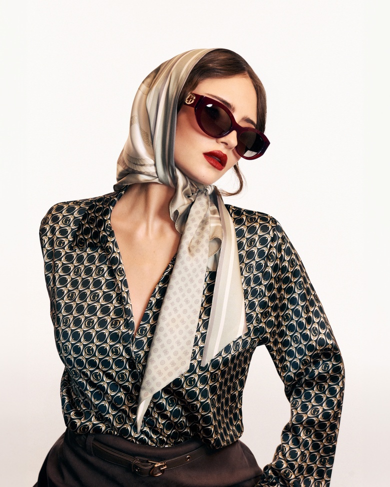Leni Klum stars in a Guess eyewear campaign shoot featuring stylish sunglasses.