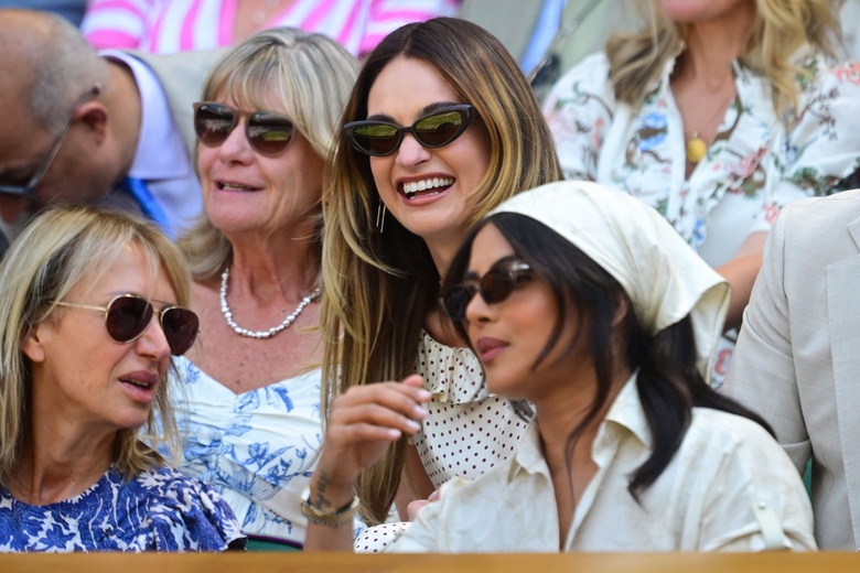 Lily James Attends Day Eleven of the 2026 Wimbledon Tennis Championships in London - Photos - 