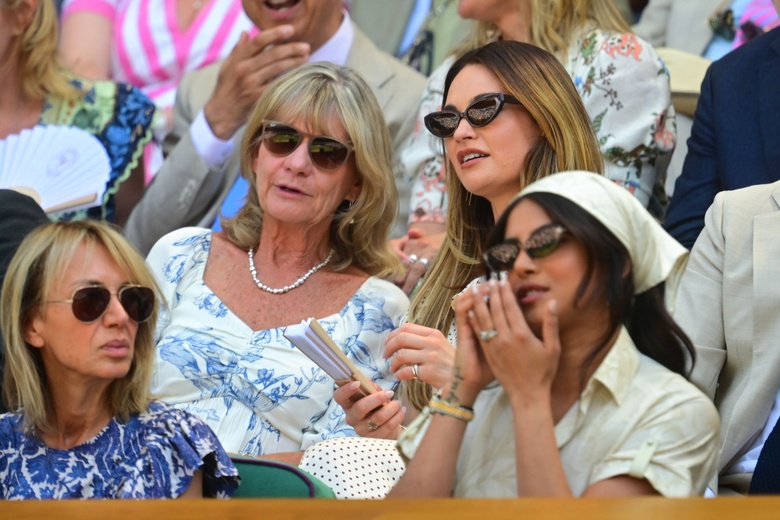 Lily James Attends Day Eleven of the 2026 Wimbledon Tennis Championships in London - Photos - 