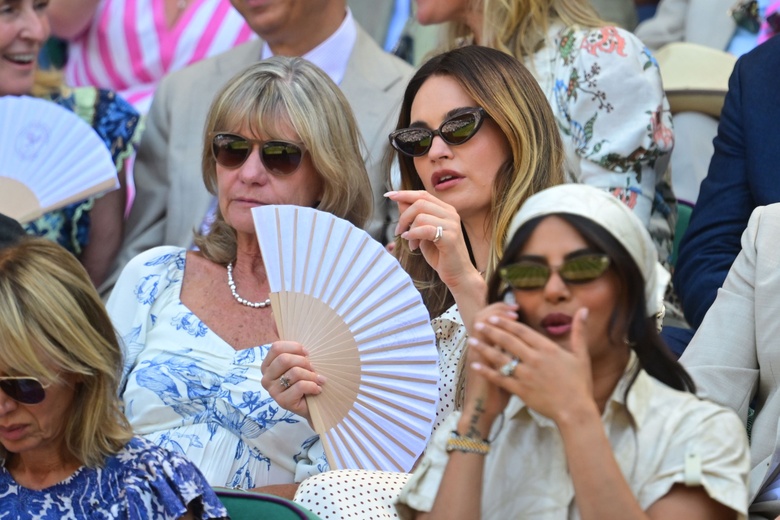 Lily James Attends Day Eleven of the 2026 Wimbledon Tennis Championships in London - Photos - 