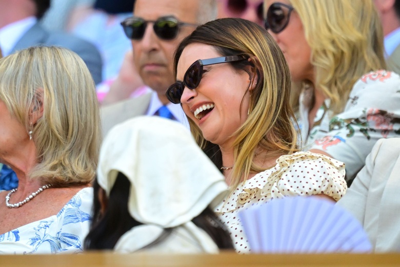 Lily James Attends Day Eleven of the 2026 Wimbledon Tennis Championships in London - Photos - 