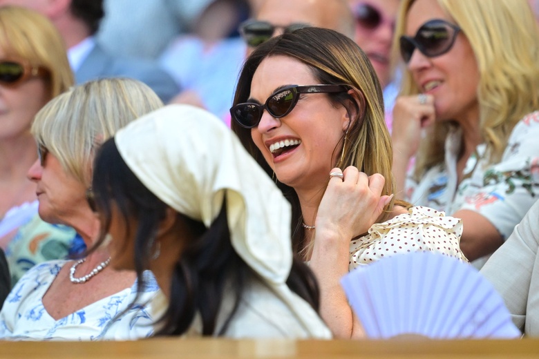 Lily James Attends Day Eleven of the 2026 Wimbledon Tennis Championships in London - Photos - 