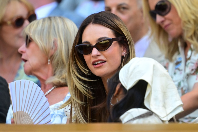 Lily James Attends Day Eleven of the 2026 Wimbledon Tennis Championships in London - Photos - 