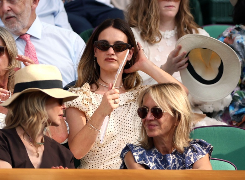 Lily James Attends Day Eleven of the 2026 Wimbledon Tennis Championships in London - Photos - 