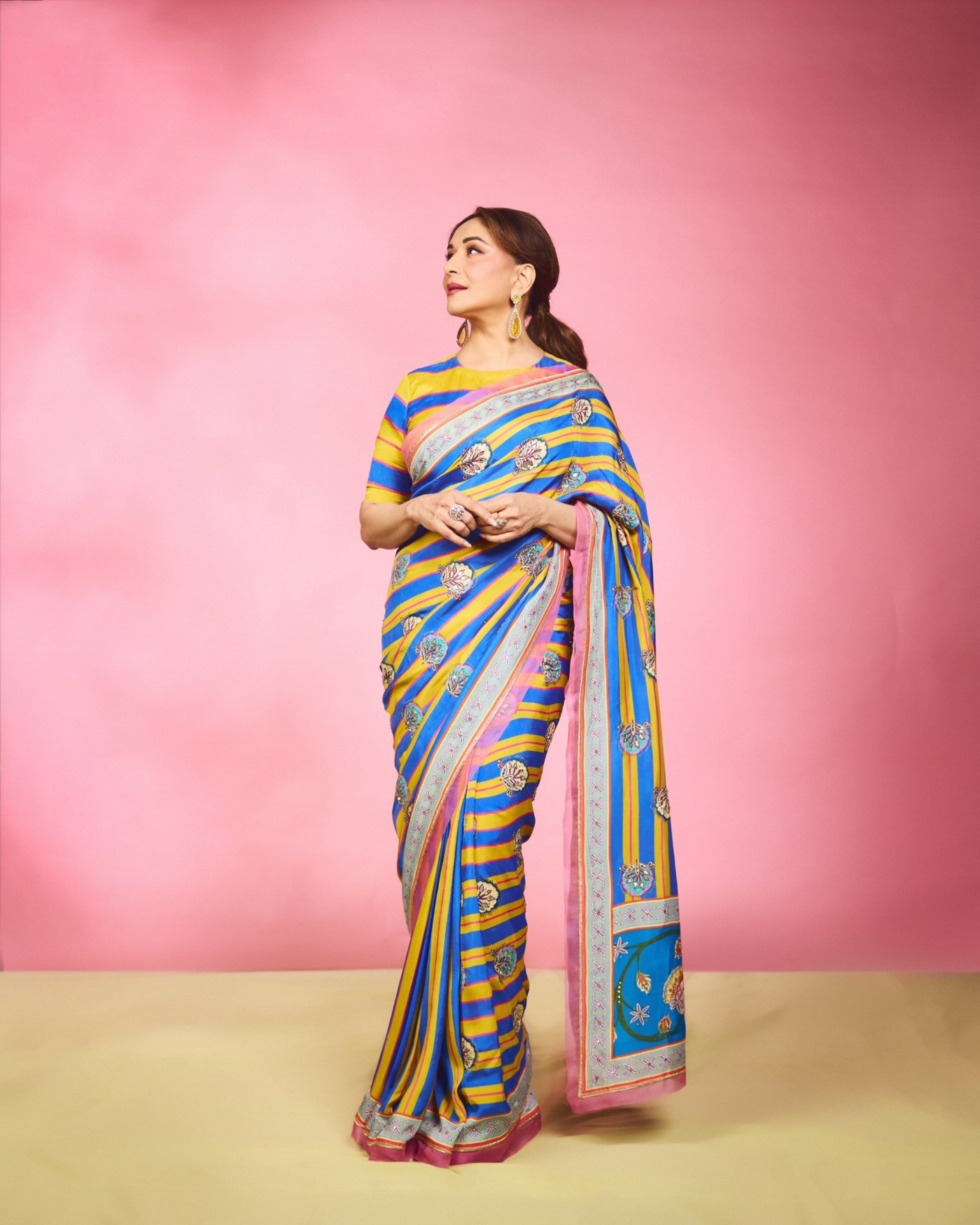 Madhuri Dixit's Blue and Yellow Sari: A Color Study