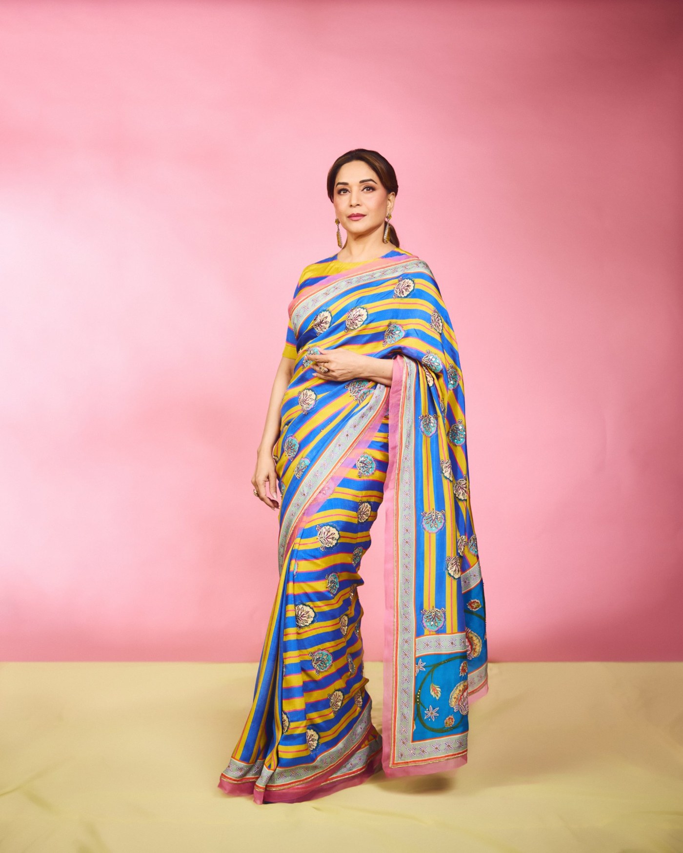 Madhuri Dixit's Blue and Yellow Sari: A Color Study