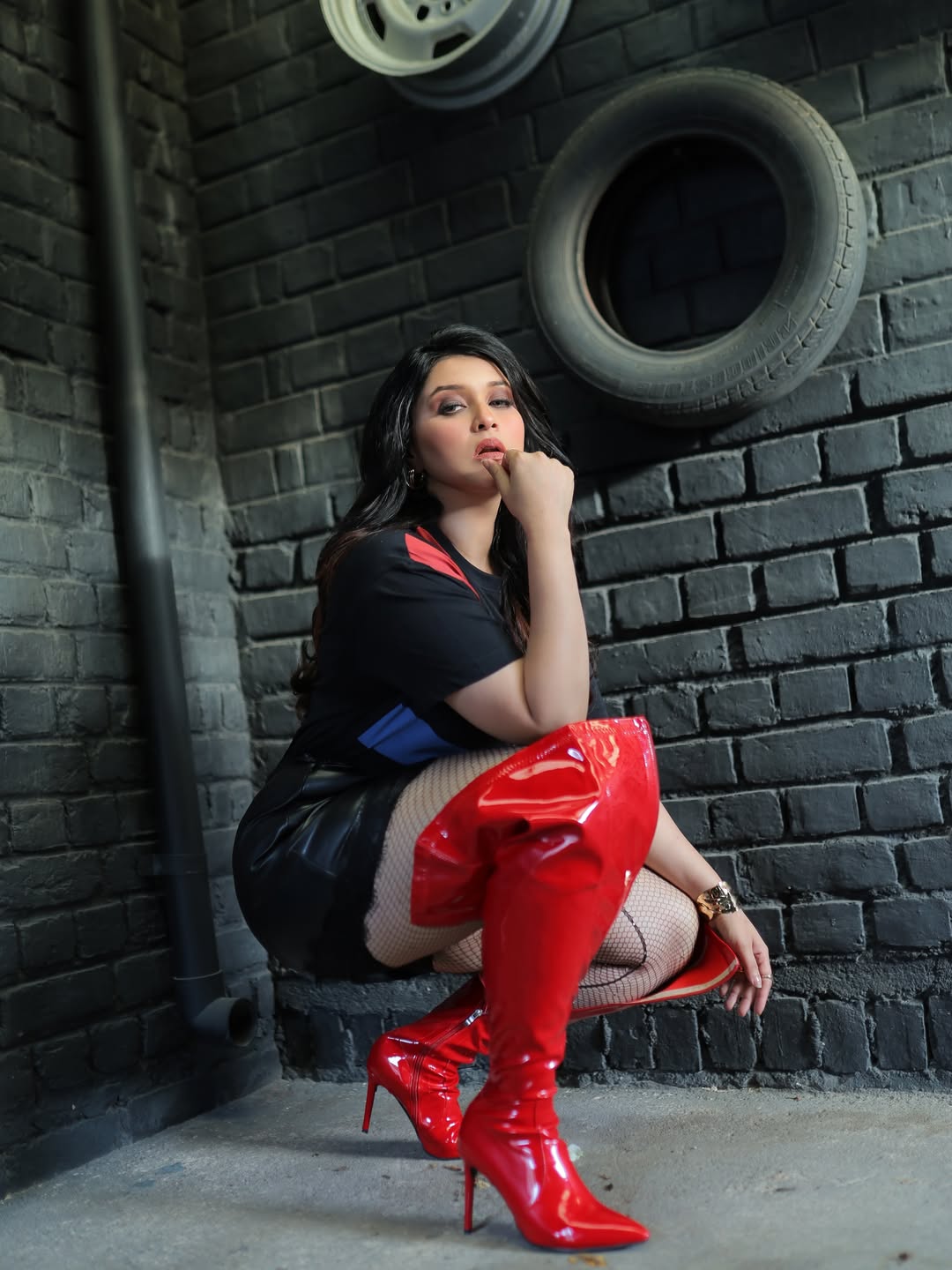Polka Dots and Poses: Mannara Chopra's Chic Look