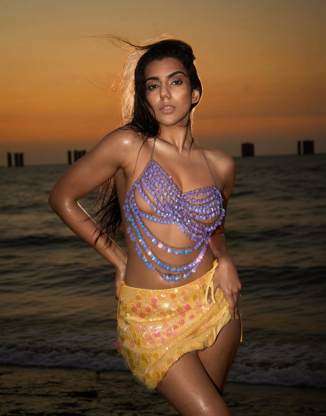 Mannat Khanna's Sunset Beach Glamour Redefines Boho Beach Style