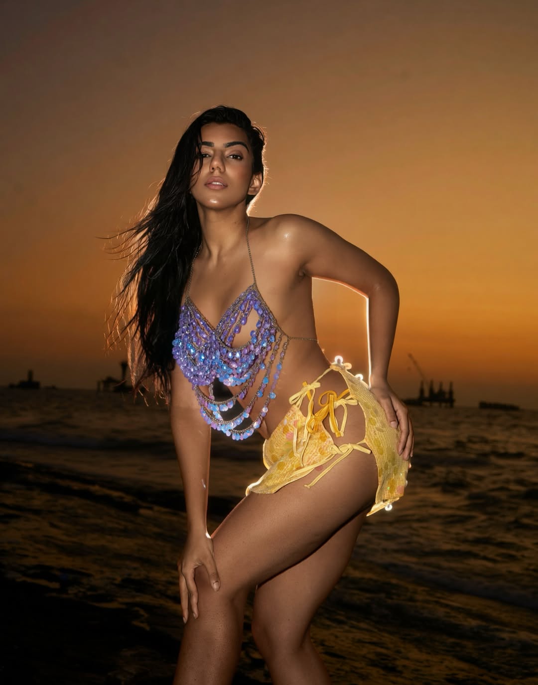 Mannat Khanna's Sunset Beach Glamour Redefines Boho Beach Style