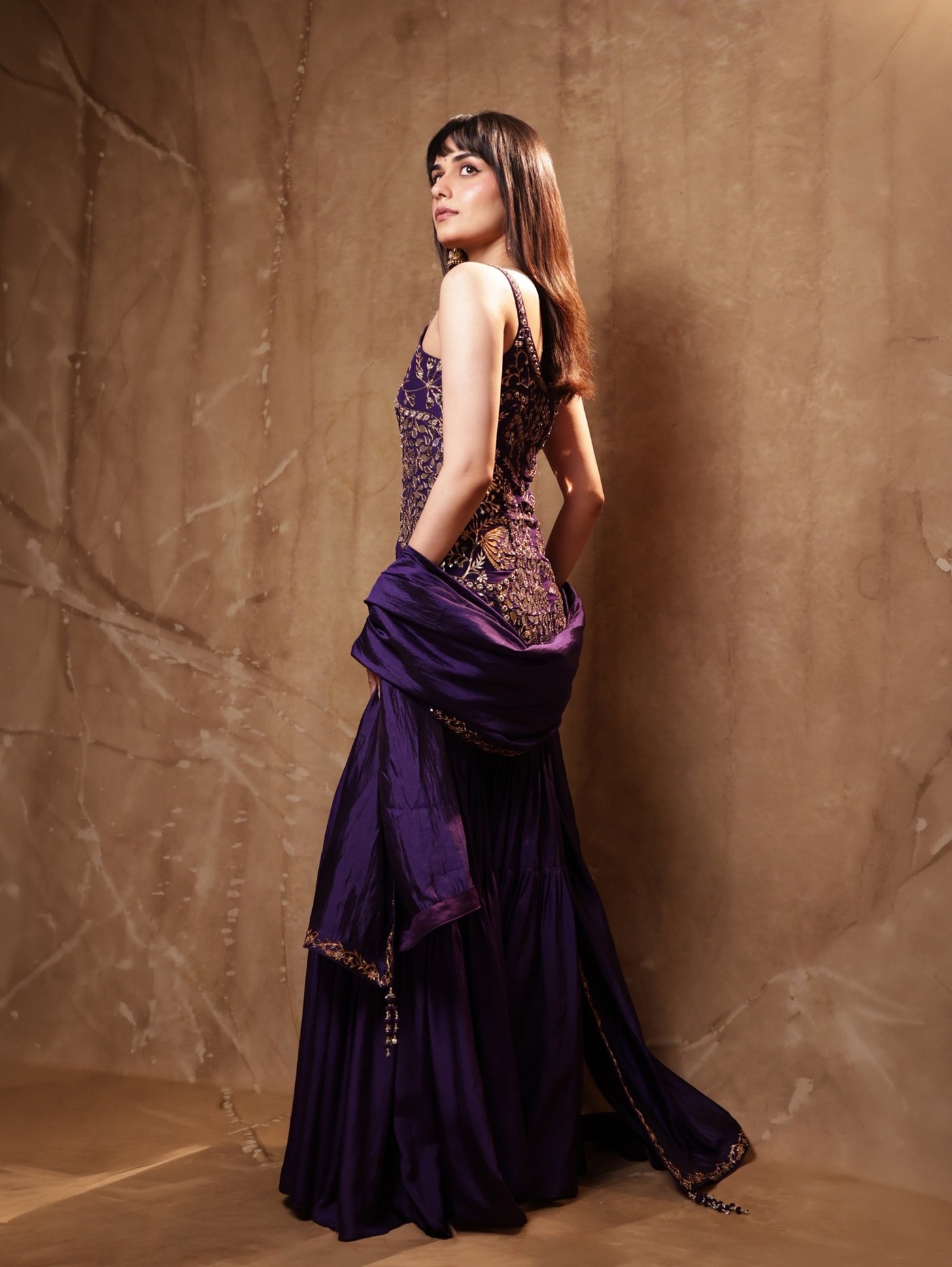 Deep Violet and Gold: Manushi's Occasionwear Masterclass