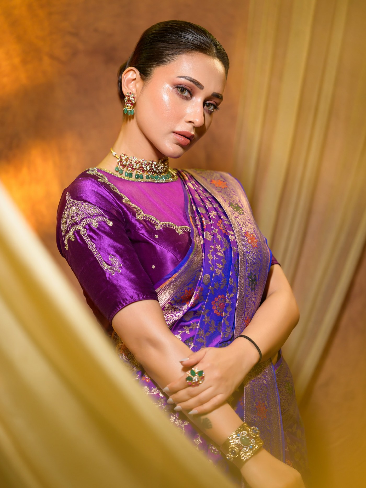 Mimi Chakraborty’s Regal Purple Saree is the Ultimate Festive Fashion Statement