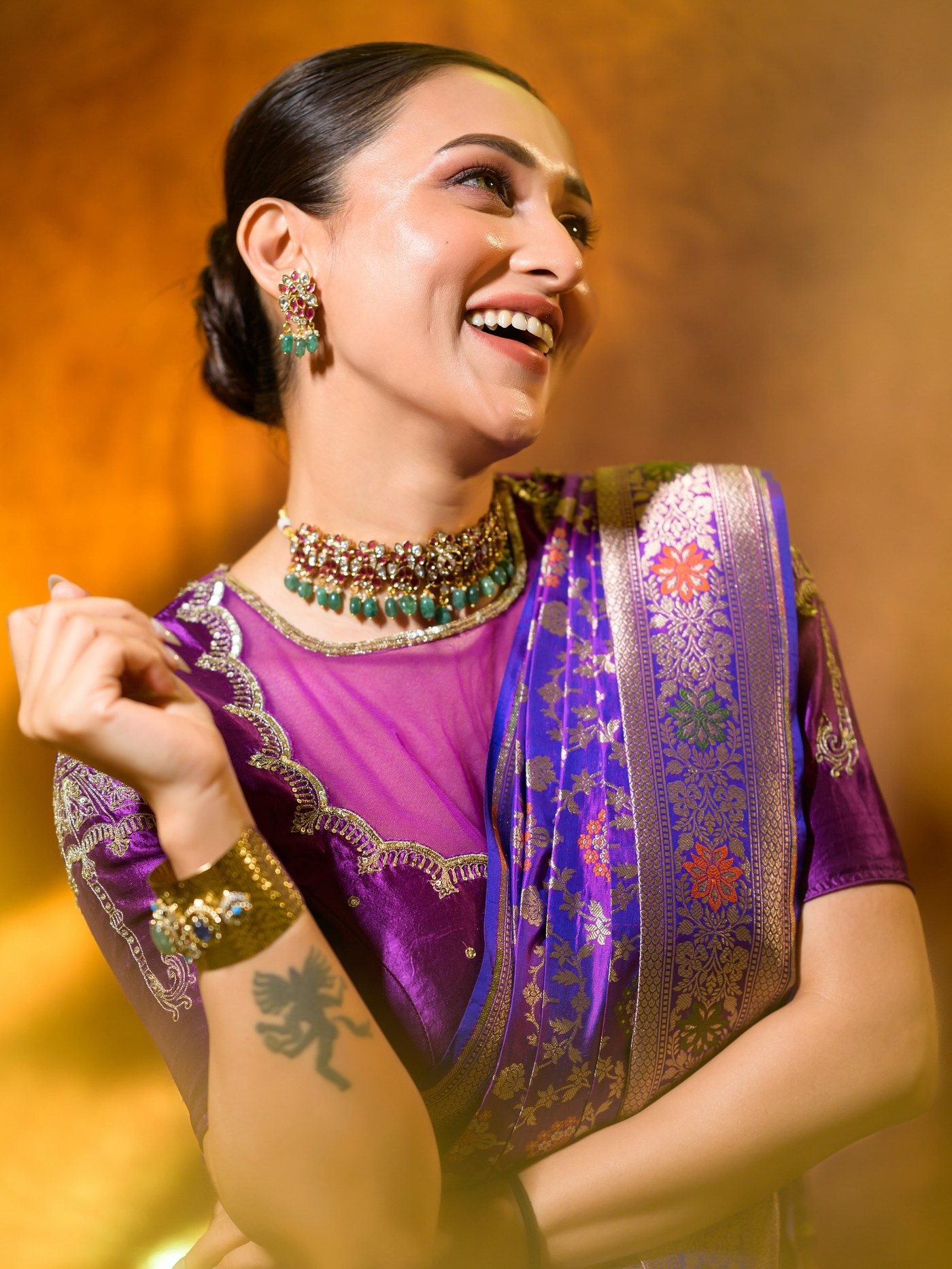 Mimi Chakraborty’s Regal Purple Saree is the Ultimate Festive Fashion Statement