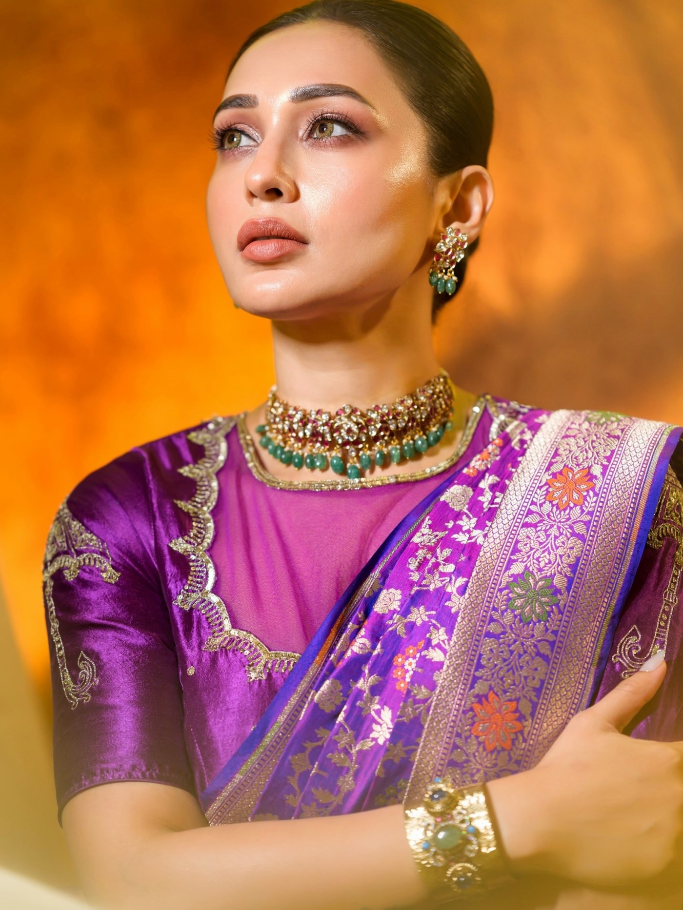 Mimi Chakraborty’s Regal Purple Saree is the Ultimate Festive Fashion Statement