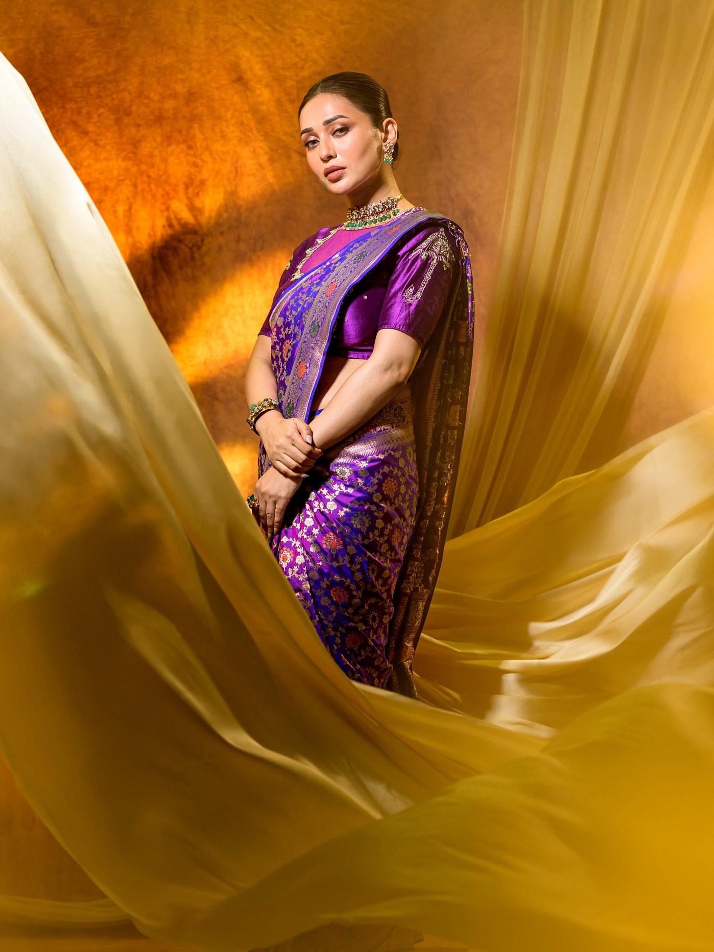 Mimi Chakraborty’s Regal Purple Saree is the Ultimate Festive Fashion Statement