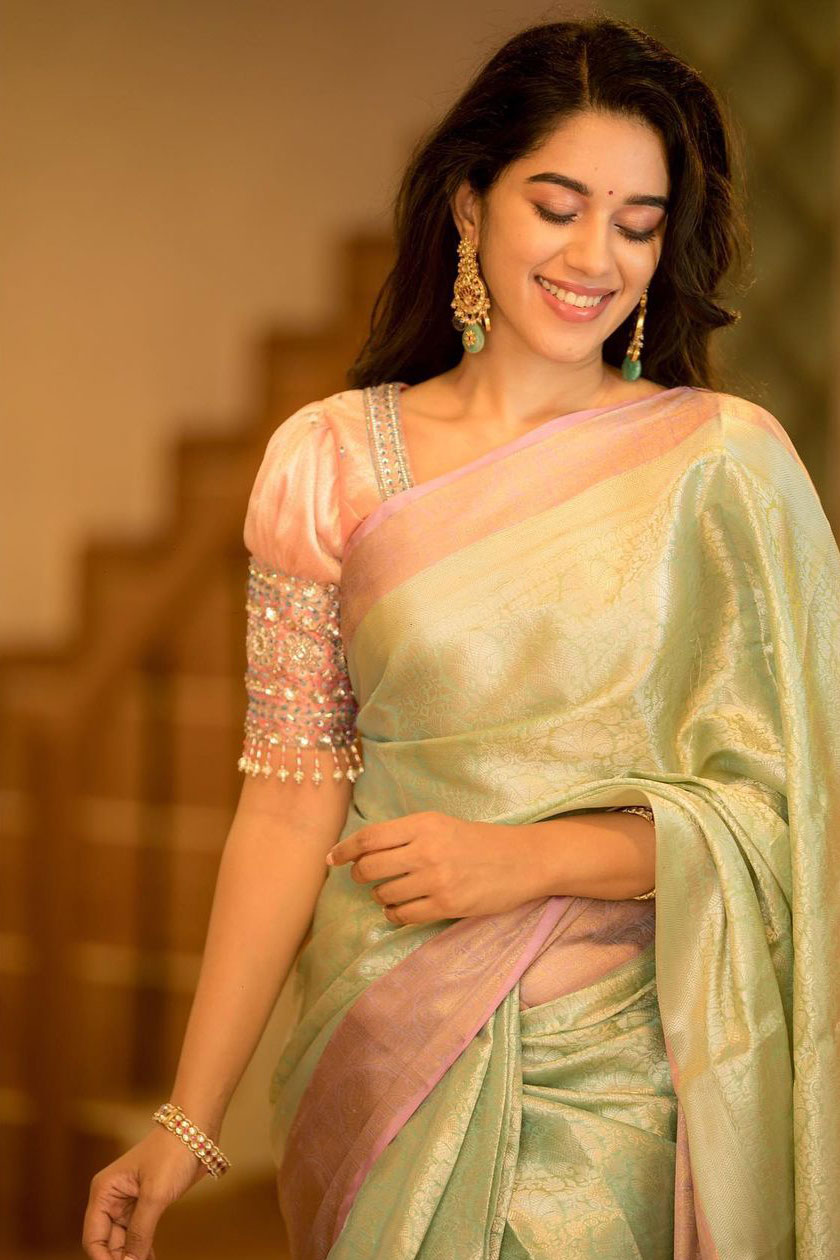 Mirnalini Ravi Stunning Saree Photos HD Traditional Glamour
