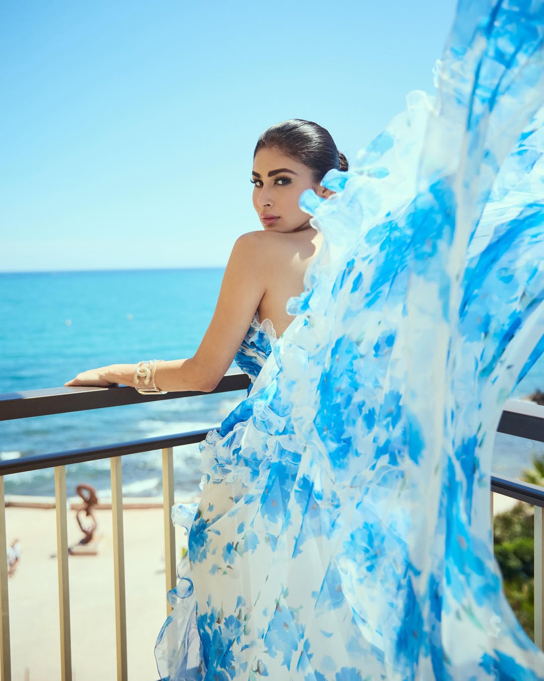 Mouni Roy's Dreamy Coastal Vibes: Blue & White Elegance