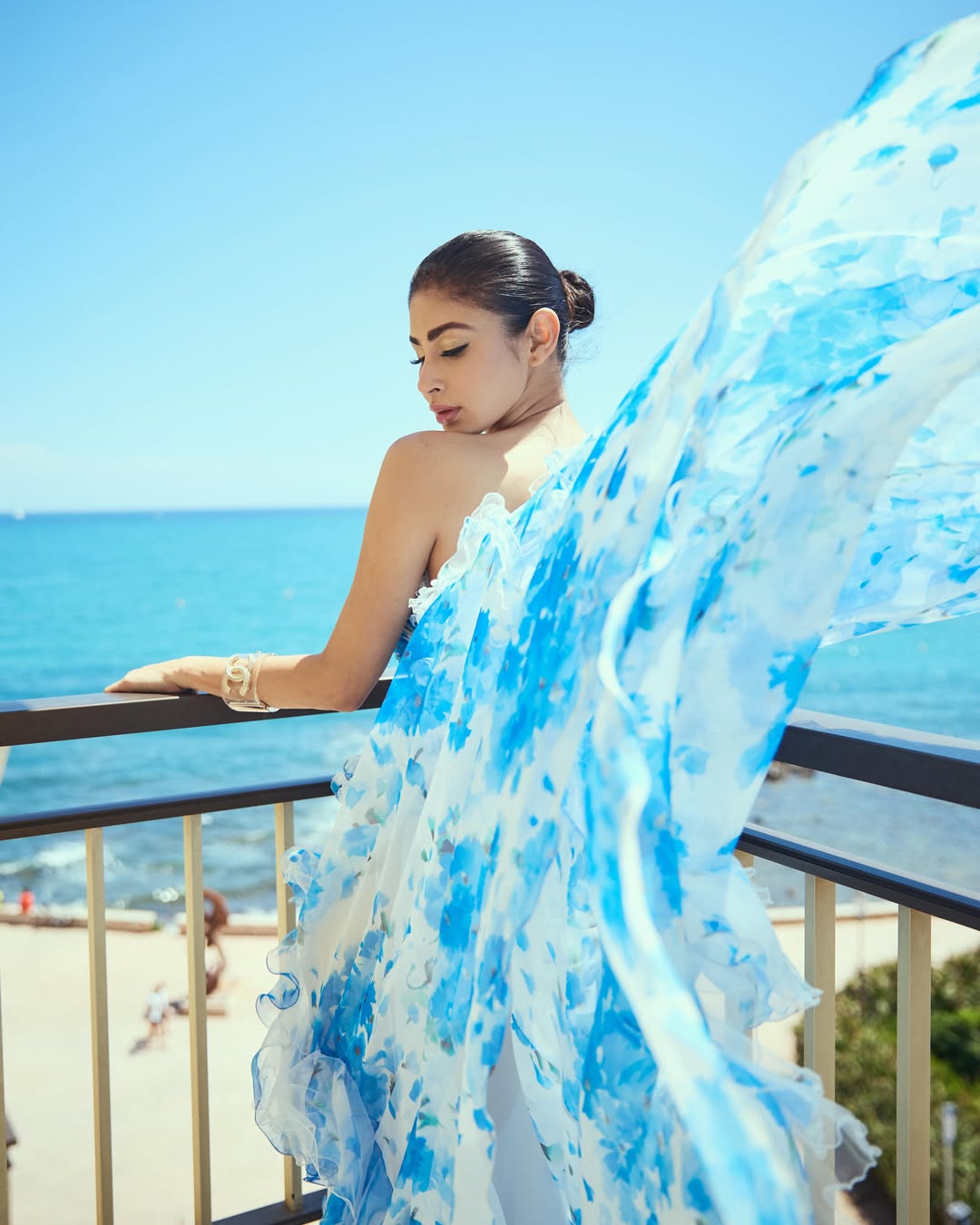 Mouni Roy's Dreamy Coastal Vibes: Blue & White Elegance
