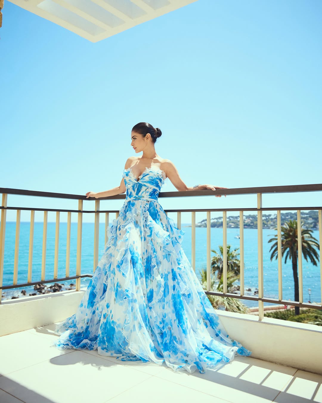 Mouni Roy's Dreamy Coastal Vibes: Blue & White Elegance