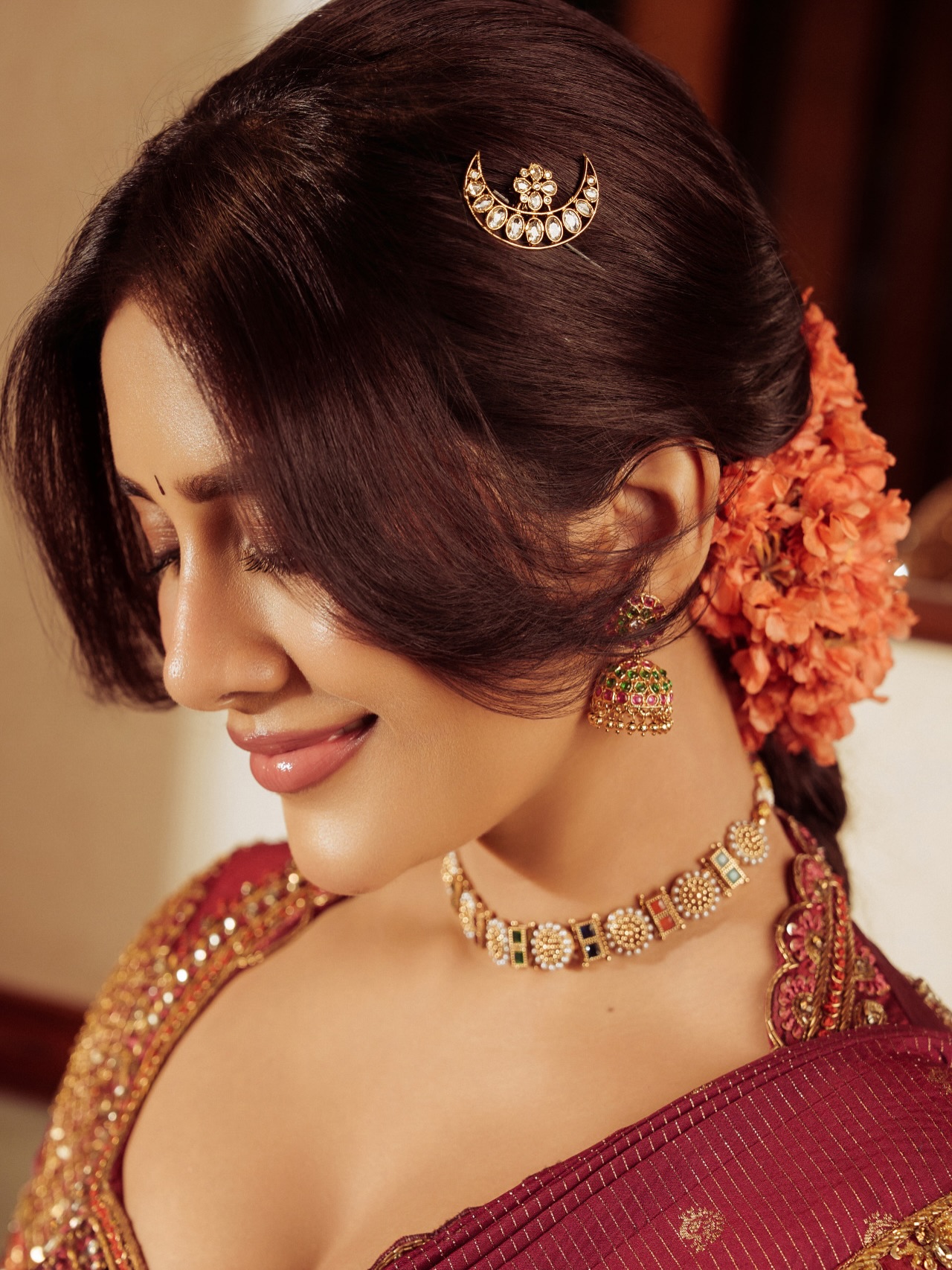Nabha Natesh’s Regal Ethnic Glow: Mastering Festive Style with Maroon Elegance