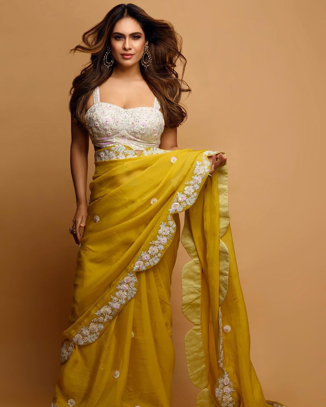 Neha Malik Stunning in Traditional Saree Photoshoot