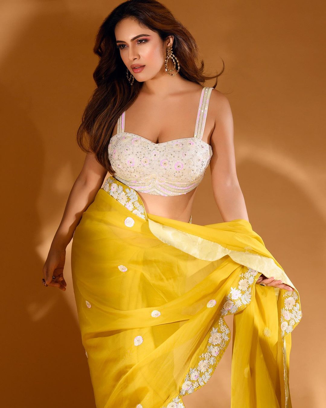 Neha Malik Stunning in Traditional Saree Photoshoot