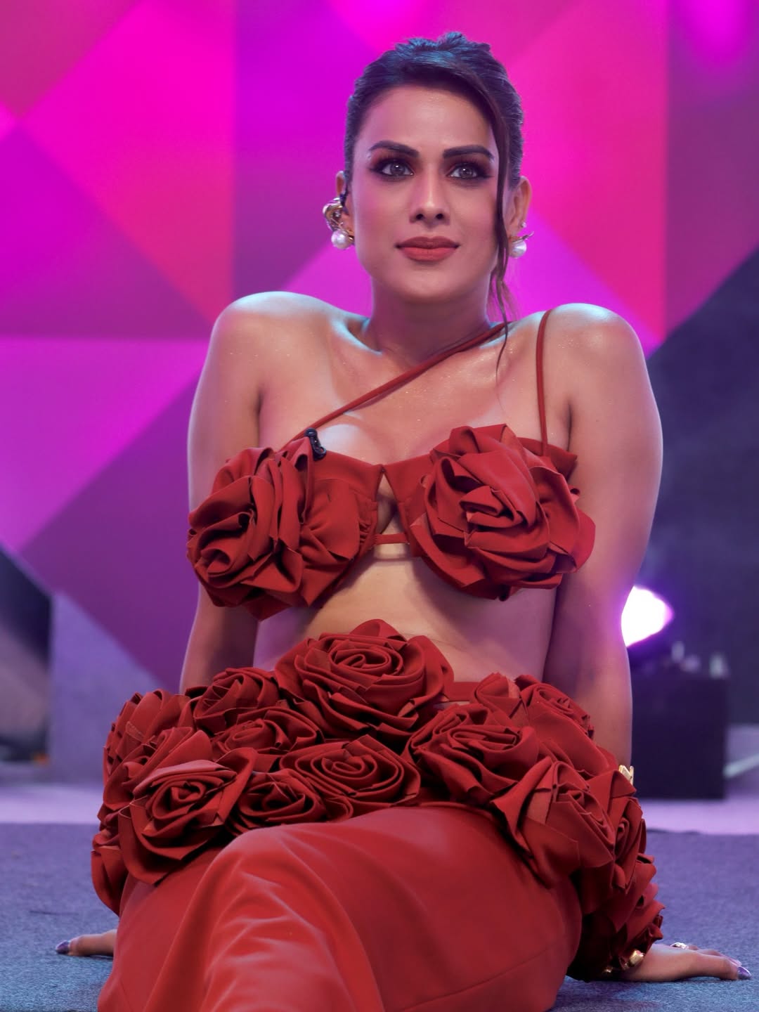 Nia Sharma's Red Statement Dress Fashion Viral Look