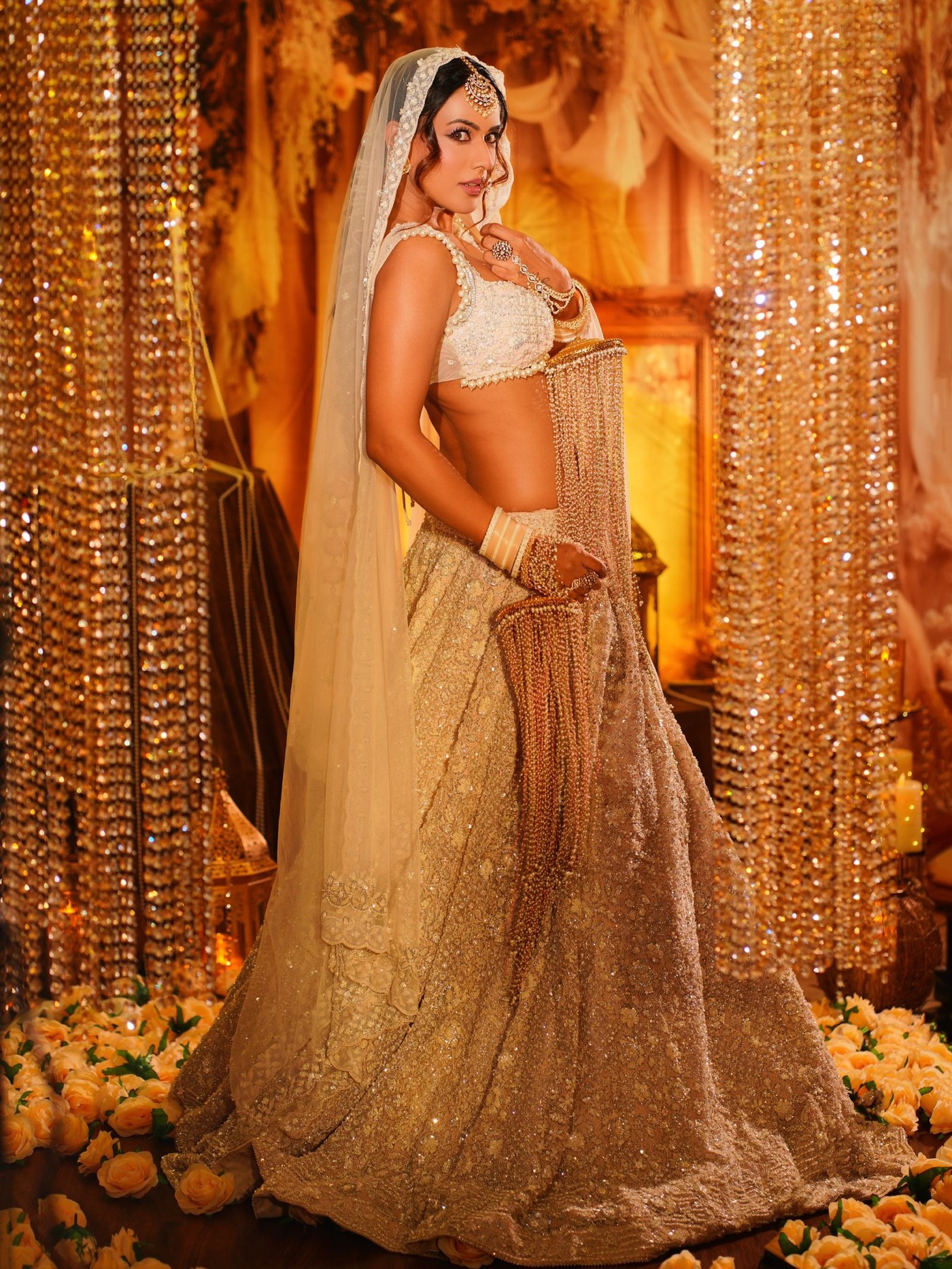 Ivory Bridal Look: Nia Sharma's Modern Textile Play