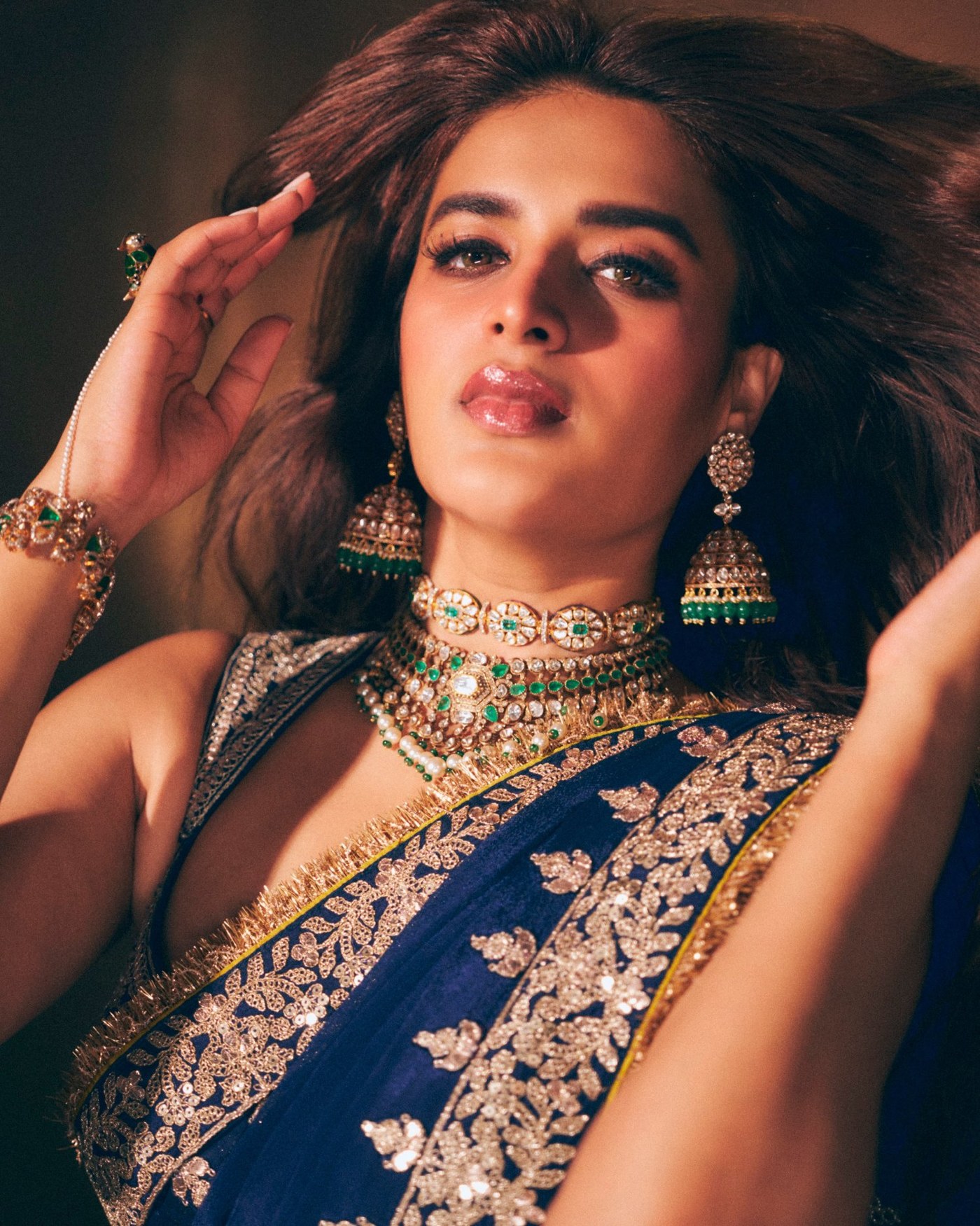 Nidhhi Agerwal's Royal Blue Saree Captivates Hearts with Maharani Elegance