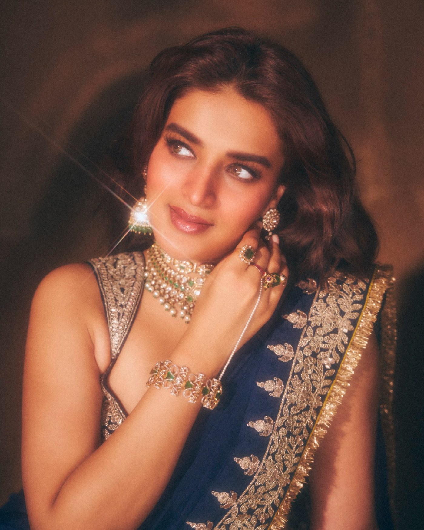 Nidhhi Agerwal's Royal Blue Saree Captivates Hearts with Maharani Elegance
