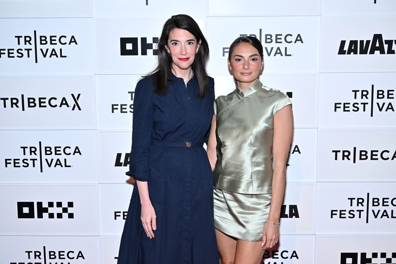 Paige Desorbo poses for the cameras while sharing insights at a panel discussion during the Tribeca Film Festival.
