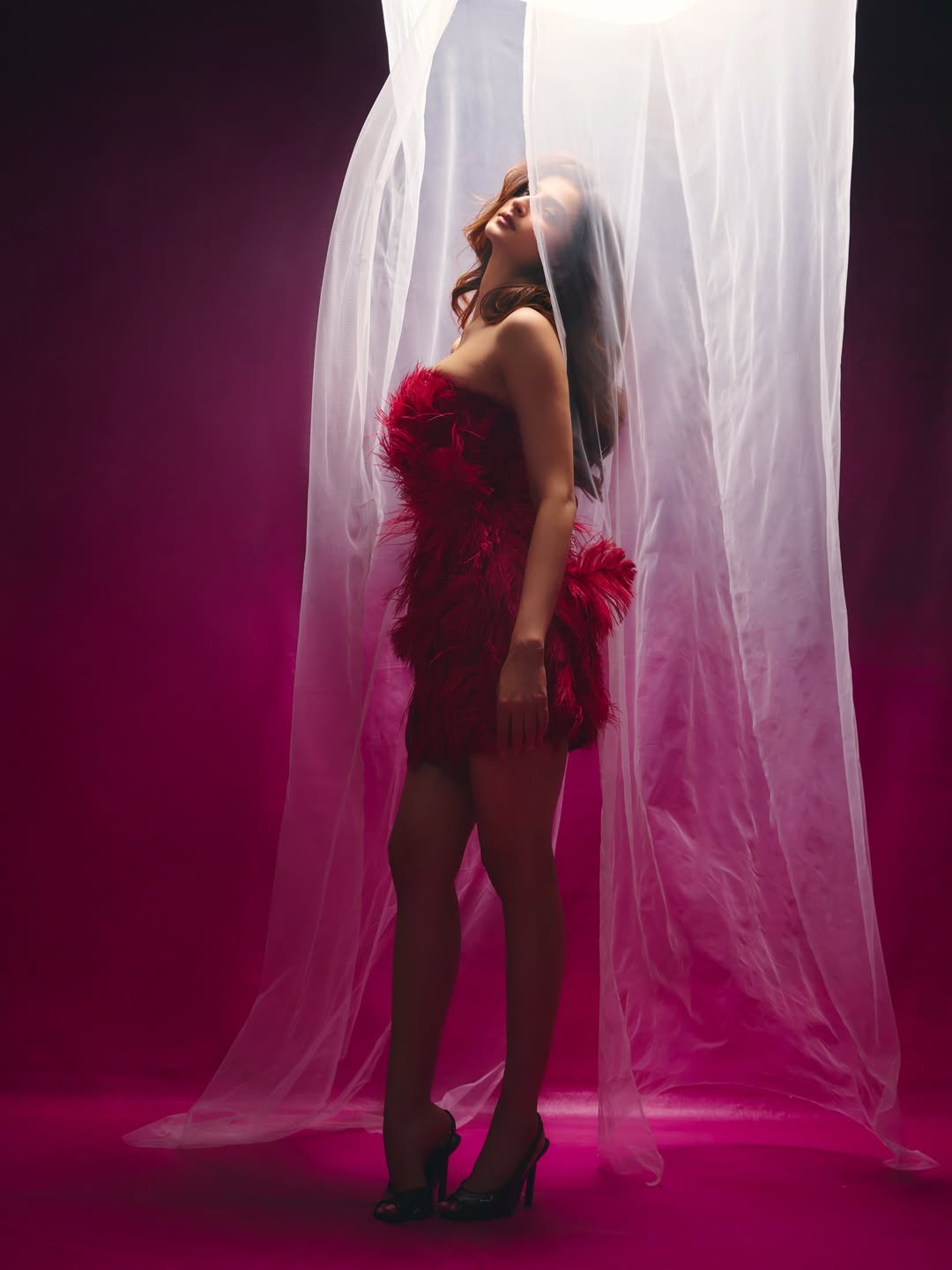 Palak Tiwari's Fiery Red Feather Couture Look Redefines Glamour