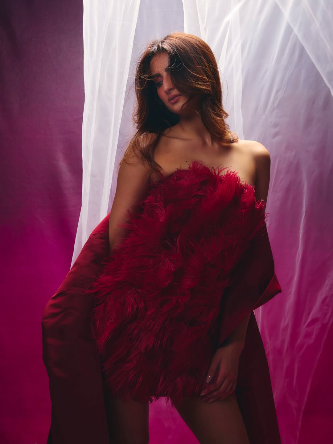 Palak Tiwari's Fiery Red Feather Couture Look Redefines Glamour