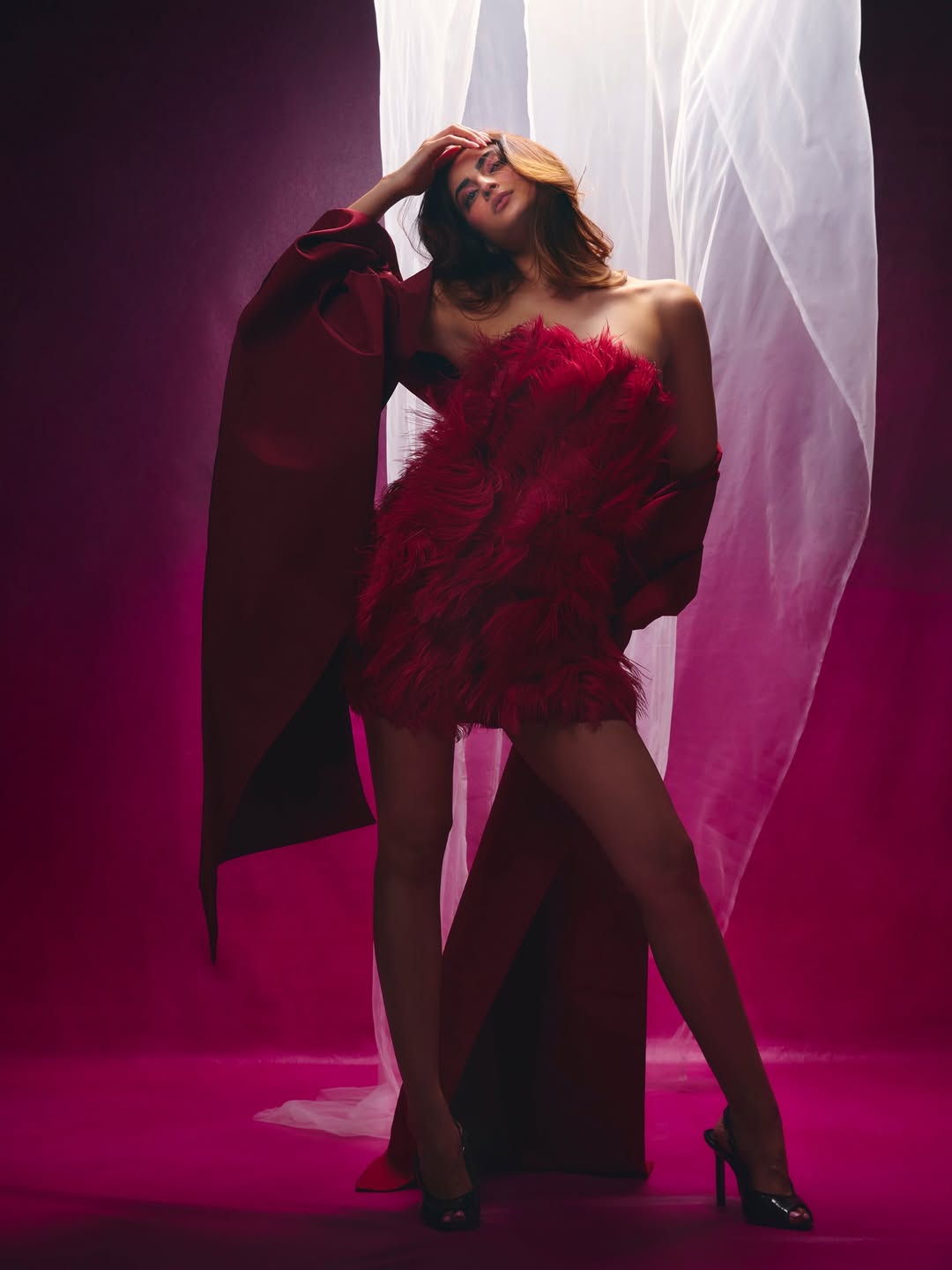 Palak Tiwari's Fiery Red Feather Couture Look Redefines Glamour