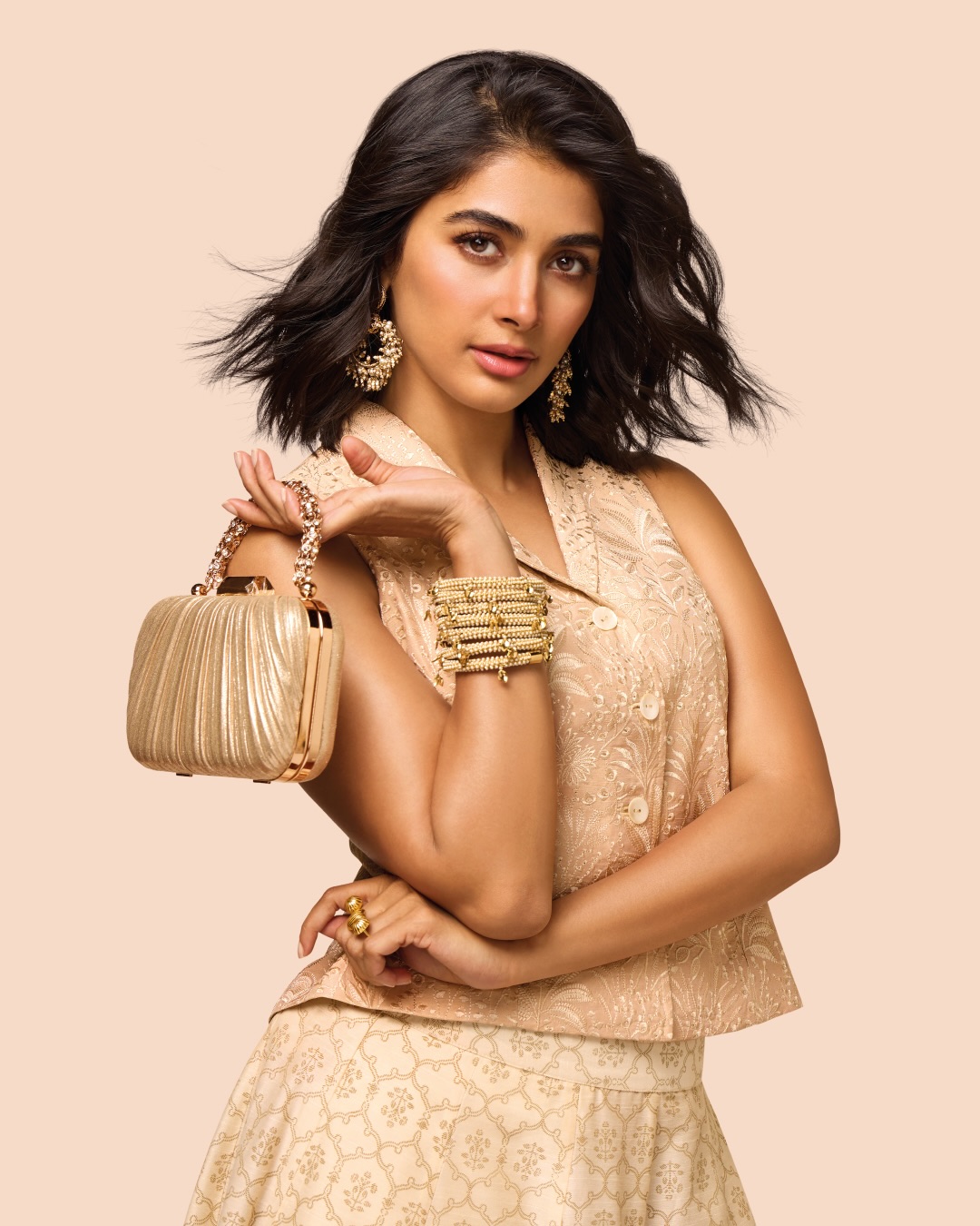 Pooja Hegde's Festive Launch: Teal and Maroon Takes Center Stage