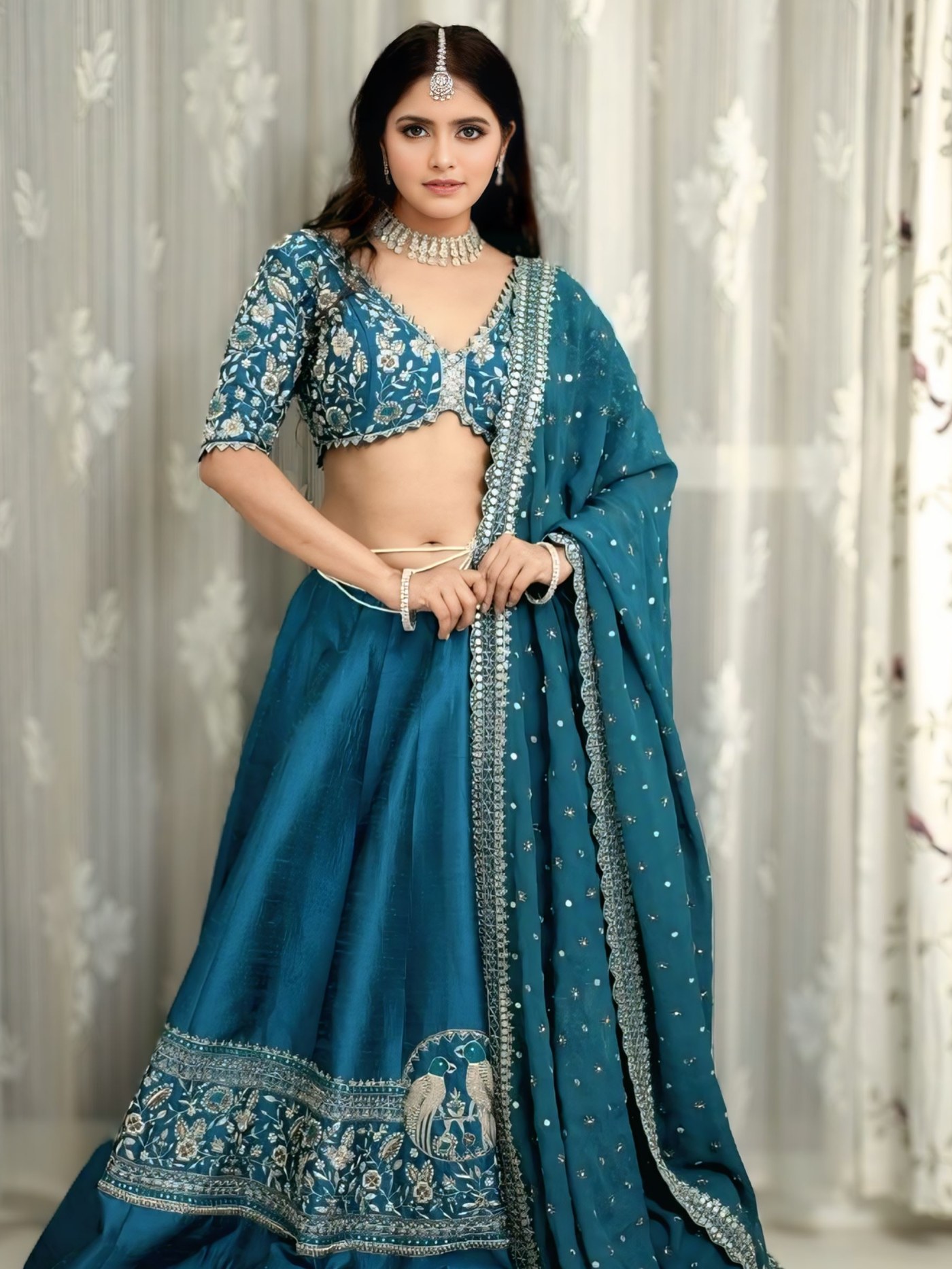 Peacock Blue Lehengas: Pragya Nayan's Festive Fabric Focus