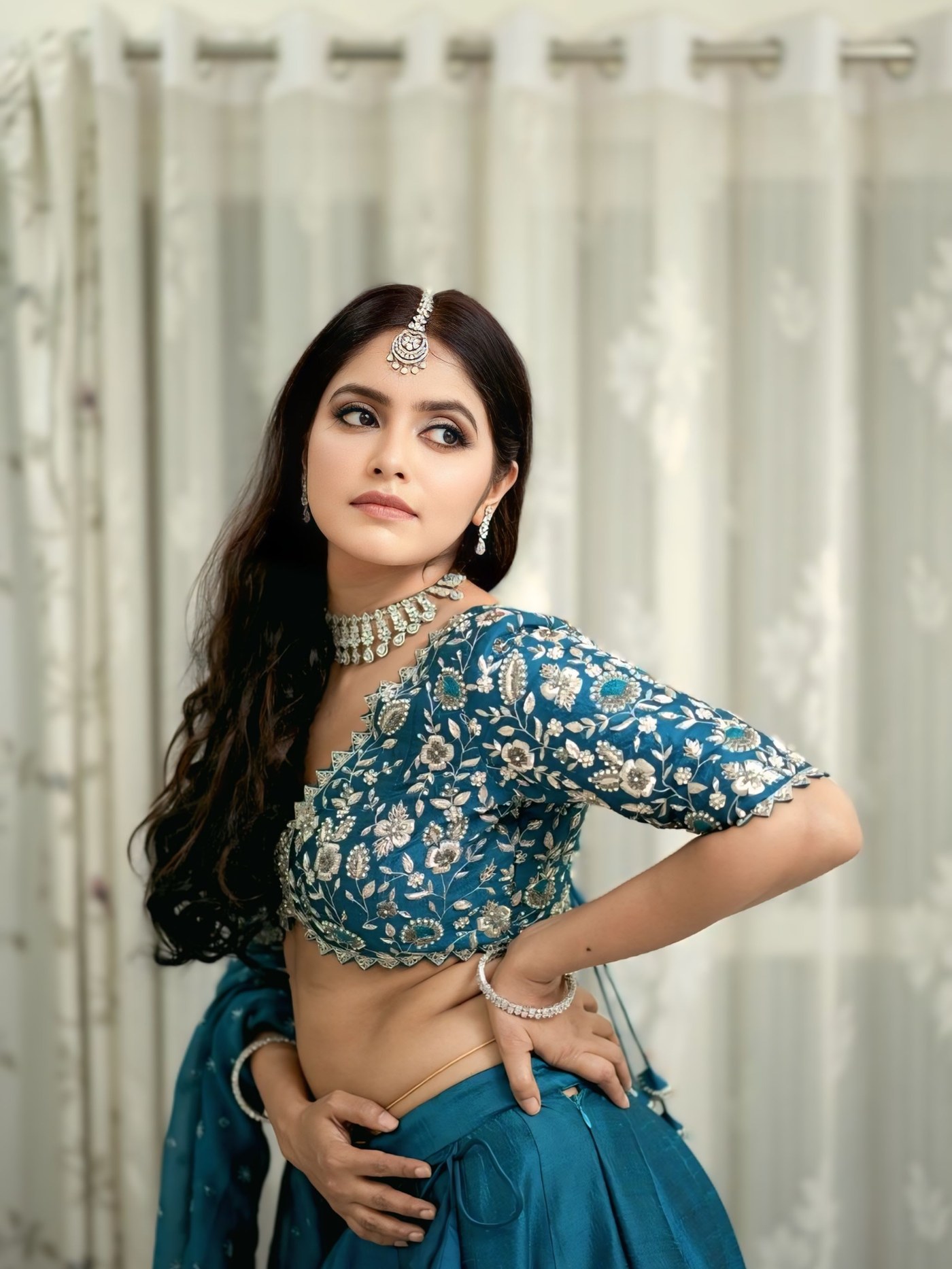 Peacock Blue Lehengas: Pragya Nayan's Festive Fabric Focus