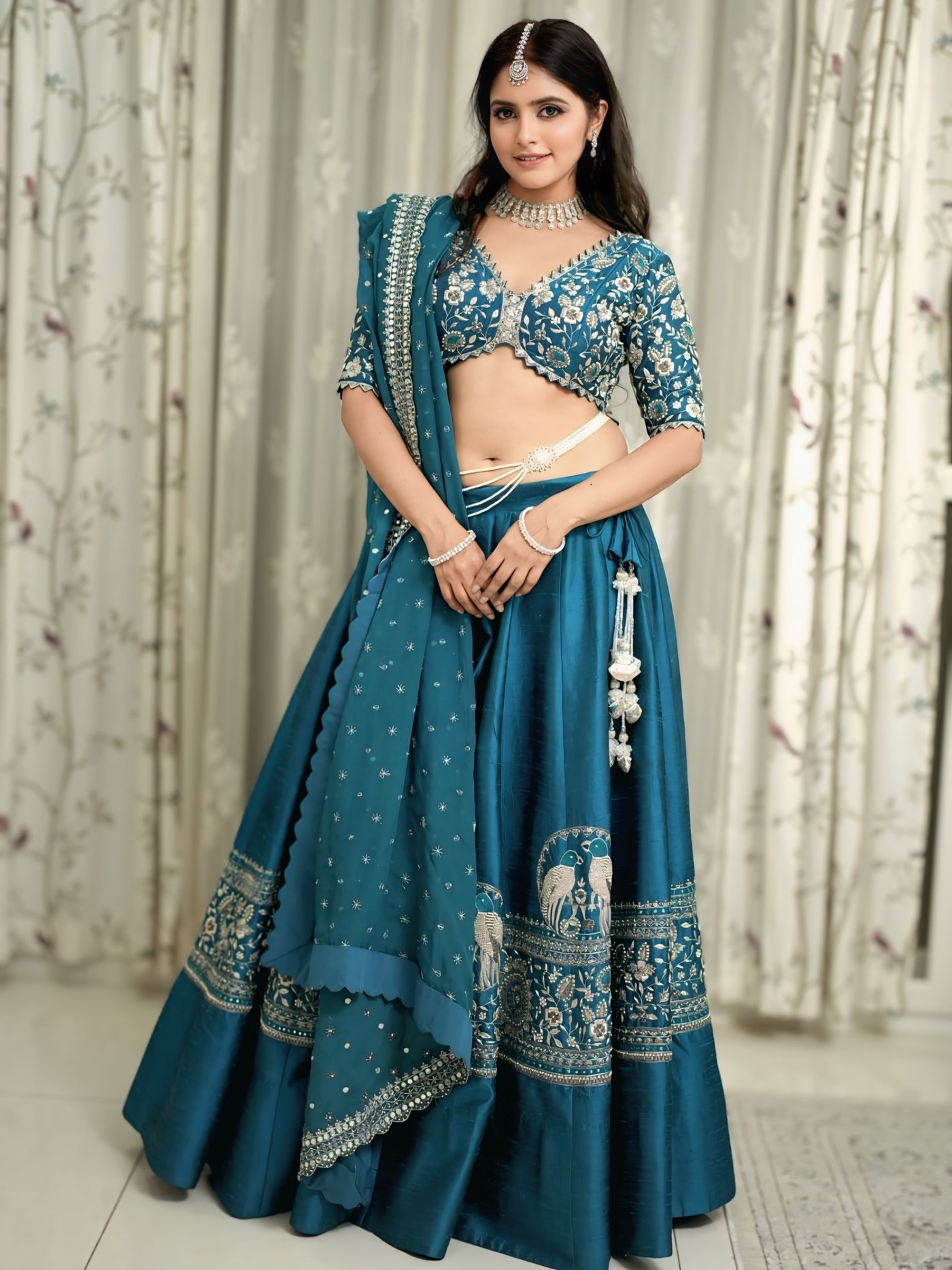 Peacock Blue Lehengas: Pragya Nayan's Festive Fabric Focus